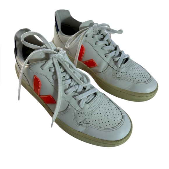 Veja Blue, White & Orange Accent Casual Sneakers - Picture 2 of 7